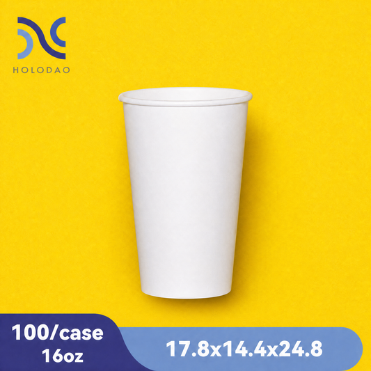 16oz Paper Cups, Coffee Cups, White Paper Hot/Cold Disposable Beverage Drinking Cup for Water, Juice, Coffee, Tea