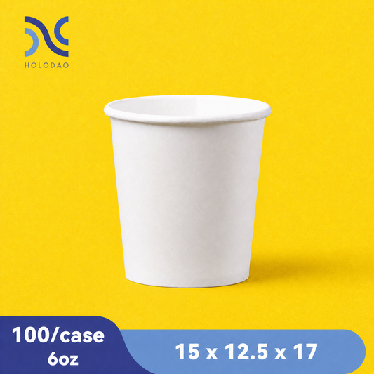 6oz Paper Cups, Coffee Cups, White Paper Hot/Cold Disposable Beverage Drinking Cup for Water, Juice, Coffee, Tea